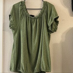 Green Eyelet Blouse
